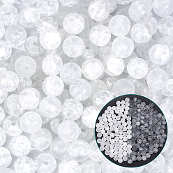 Clear 3 Strands Crackle Glass Beads Strands, Frosted, Round, Clear, 6mm, Hole: 1mm, about 65~68pcs/strand, 15.35~15.75 inch(39~40cm)