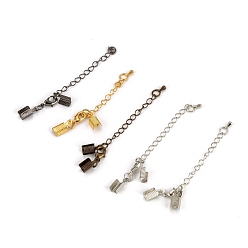 Mixed Color Brass Chain Extender, with Clasp & Clip Ends Set, Lobster Claw Clasp and Cord Crimp, Nickel Free, Mixed Color, Chain: 50x3.5mm, Hole: 1.5mm, Clasp: 12x7.5x3mm, Cord Crimp: 13x5mm