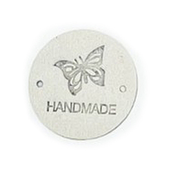 (404) Непрозрачное AB Кислое яблоко Бирки для этикеток из кожи из микрофибры, бирка с тиснением ручной работы, с отверстиями, для джинсов своими руками, , обуви, аксессуары для шляп, плоские круглые с бабочкой, цветочный белый, 25 мм