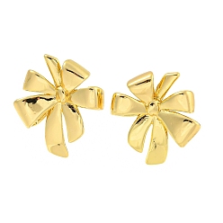 Настоящее золото 18K Серьги-гвоздики из латуни с реечным покрытием, долговечный, без свинца и без кадмия, бантом, реальный 18 k позолоченный, 21x21 мм