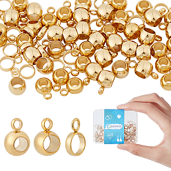Золотой 90шт 3 стиль 304 нержавеющая сталь трубчатые дужки, петля под залог, кольцо, бочка и рондель, золотые, 8~9x5~6x1.5~6 мм, отверстие : 1.6~1.8 мм, 30 шт / стиль