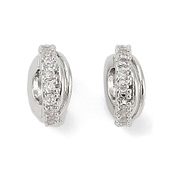 Платина Spacer бисер латунные, долговечный, без кадмия, без никеля и без свинца, со стразами, плоско-круглые, платина, 7.5x3 мм, отверстие : 3 мм