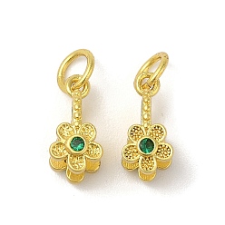 Matte Gold Color Brass Micro Pave Cubic Zirconia Peg Bails Pendants, Long-Lasting Plated, Lead Free & Cadmium Free, Flower, Matte Gold Color, 13.5x8x6.5mm, Hole: 3.5mm, Pin: 1mm