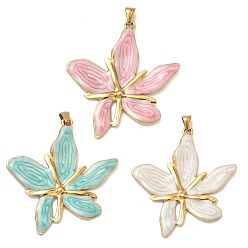 (52) Непрозрачная лаванда 304 подвески из нержавеющей стали, с эмалью, , ионное покрытие (ip), реальный 18 k позолоченный, разноцветные, 47.5x44.5x3 мм, отверстие : 3x5 мм