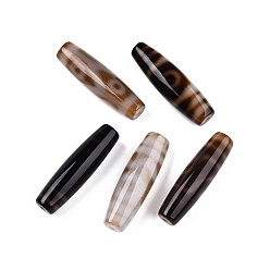 Смешанные Узоры Тибетского стиля бусы дзи, природных бисера агат, окрашенные, овальные, смешанные узоры, 47.5~48.5x13~15 мм, отверстие : 1.6~2 мм