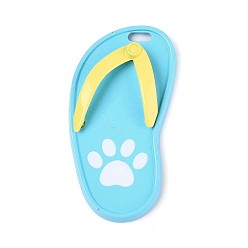 Небесно-голубой Спрей окрашены сплава большие кулоны, тапочка с рисунком в виде лапы, без кадмия, без никеля и без свинца, голубой, 60x30x8 мм, отверстие : 7x3 мм
