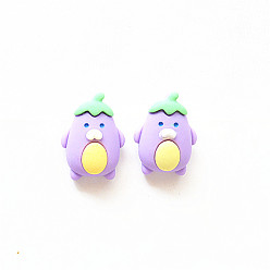 Eggplant Серьги-гвоздики из смолы и сплава, фиолетовые, баклажан, 20x20 мм