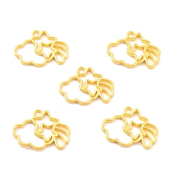 Golden Alloy Open Back Bezel Pendants, for DIY UV Resin, Epoxy Resin, Pressed Flower Jewelry, Cadmium Free & Lead Free, Cloud, Golden, 24.5x31.5x2mm, Hole: 3mm