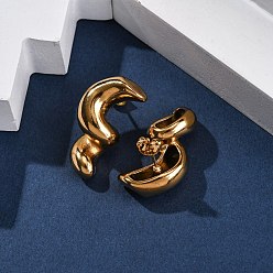 Настоящее золото 18K 304 серьги-гвоздики из нержавеющей стали, реальный 18 k позолоченный, 28x16 мм