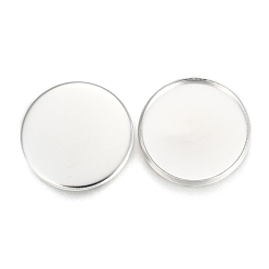 Серебро 304 безель из нержавеющей стали, кабошон настройки, плоско-круглые, серебряные, лоток : 18 мм, 19.5x1.5 мм