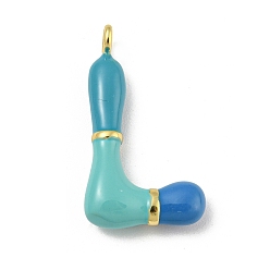 Letter L Латунь эмаль подвески, долговечный, без кадмия и без свинца, реальный 18 k позолоченный, буквенное очарование, Письмо L, 24x13.5x4.5 мм, отверстие : 1.8 мм