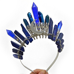 Ляпис-Лазурь Резинки для волос из натурального лазурита, корона для волос, для женщин девушек, 350x150 мм