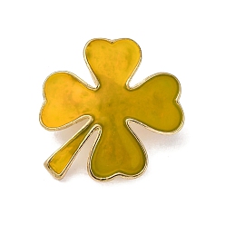 (932FM) Темно-синий аква-матовый с подкладкой Булавки с эмалью клевера, Броши из цинкового сплава для рюкзака, темно-золотистые, 24.5x24.5 мм