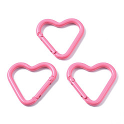 Ярко-Розовый Алюминиевые пружинные кольца ворот, сердце, ярко-розовый, 40.2~42x43~44x4.5~6 мм
