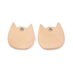 Розовое Золото 304 подвески из нержавеющей стали для лазерной резки, штамповка пустой метки, голова кошки , розовое золото , 11.5x11.5x1.5 мм, отверстие : 1.6 мм