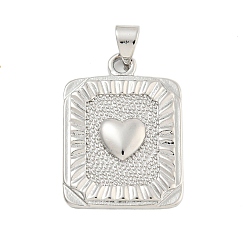 Сердце Стойки обшивки латунные подвески, без кадмия и без свинца, долговечный, платина, сердце, 23.5x17x3 мм, отверстие : 5x3 мм