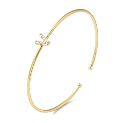 Letter V Браслеты на открытой манжете с прозрачным покрытием из латуни с микро-паве и кубическим цирконием, браслеты с крутящим моментом для женщин, реальный 18 k позолоченный, без свинца и без кадмия, Буква V, внутренний диаметр: 1-7/8x2-1/4 дюйм (4.8x5.8 см)