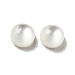 Floral White Resin Cabochons, Pearlized, Imitation Cat Eye, Half Round/Dome, Floral White, 5x3mm