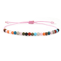 Смешанные камни Браслеты из круглых бусин с натуральными и синтетическими смешанными камнями, регулируемые браслеты из шнура для женщин, внутренний диаметр: 11.02 дюйм (28 см)