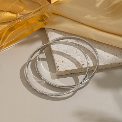 Нержавеющая Сталь Цвет 2 шт. 2 стили классические 304 набор браслетов из нержавеющей стали для женщин, цвет нержавеющей стали, внутренний диаметр: 2.36 дюйм (6 см)