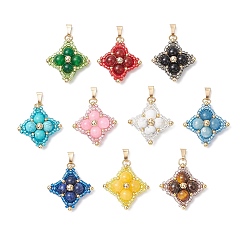 Смешанные камни Подвески в форме звезды из натуральных и синтетических драгоценных камней и стеклянных бусин, с 304 защелкой из нержавеющей стали на поручнях, золотые, смешанные окрашенные и неокрашенные, 25~26x25~26x7.5 мм, отверстие : 6.5x3 мм