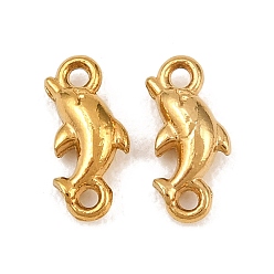 Real 18K Gold Plated Ocean Theme 304 Stainless Steel Connector Charms, Dolphin Links, Ion Plating(IP), Long-Lasting Plated, Real 18K Gold Plated, 9x4x2mm, Hole: 1mm, about 15pcs/bag