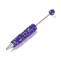 Синий Капри AB Железная ручка из бисера, шариковая ручка, с полимерной глиной горный хрусталь, для индивидуальной ручки с ювелирными бусинами, capri blue ab, 145x15 мм