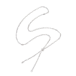 Нержавеющая Сталь Цвет 2.5мм 304 изготовление ожерелья из цепочки-скрепки из нержавеющей стали, с латунной бисера, цвет нержавеющей стали, 23.39 дюйм (59.4 см)