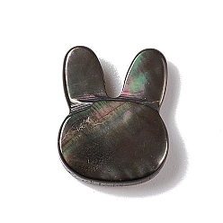 черная губная раковина Натуральный черный губы бусы оболочки, морские стеклянные бусы, горизонтальное отверстие, кролик, 10.5x12x3 мм, отверстие : 0.8 мм