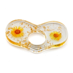 Yellow Plastic Bookmarks, with Flower, Heart, Yellow, 80mm