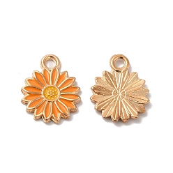 Темно-Оранжевый Подвески из эмали и сплава, золотой свет, маргаритка, темно-оранжевый, 16.5x13x1.5 мм, отверстие : 2 мм
