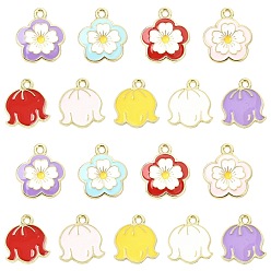 (52) Непрозрачная лаванда 45шт. 9 цвета сплав эмалированные цветочные подвески, золотой свет, разноцветные, 14.5x13x1 мм, отверстие : 1.5 мм, 5 шт / цвет