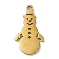 Золотой Рождественские 201 подвески из нержавеющей стали, очарование снеговика, золотые, 19.5x11x1 мм, отверстие : 1.5 мм