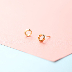 Ring Серьги-гвоздики из латунного микро-паве, золотые, кольцо, 6 мм