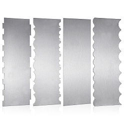 Stainless Steel Color 4Pcs 4 Styles Cake Cream Stainless Steel Scraper, Bakewere Tool, Rectangle, Stainless Steel Color, 220x78x1mm, 1pc/style