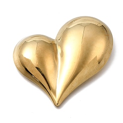 Golden 304 Stainless Steel Lapel Pin Brooches, Female Suit Jacket Collar Pin, Puffed Heart, Golden, 59.5x60mm