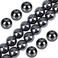 Black Plated 1 Strand Electroplated Synthetic Non-Magnetic Hematite Beads Strands, Grade AA, Round, Black Plated, 10mm, Hole: 1.8~2mm, about 40~42pcs/strand, 15.7inch