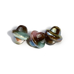 Темно-оливково-зеленый 20шт градиентного цвета непрозрачные бусины из смолы, с блеском порошок, НЛО, темно-оливковый зеленый, 16.5x16 мм, отверстие : 2.5 мм