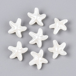Кремово-белый Абс пластиковые жемчужные бисера, морская звезда, кремово-белые, 18x19x9 мм, отверстие : 1.6~1.8 мм, Около 657 шт / 500 г