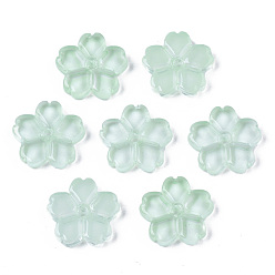 Hellgrün Transparente sprühlackierte Glasperlen, Blume, hellgrün, 11.5x12x2.5 mm, Bohrung: 0.9 mm