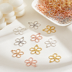 Mixed Color 100Pcs 5 Colors Tibetan Style Alloy Pendants, Flower, Mixed Color, 19x17.5x1mm, Hole: 1.2mm, 20pcs/color