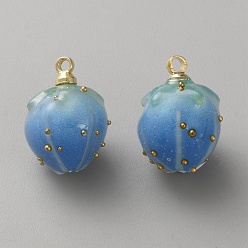 Озёрно--синий Пластиковые подвески, с медной петлей золотого тона, клубника, Плут синий, 15x10 мм, отверстие : 1.2 мм