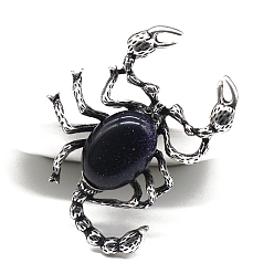 Синий Драгоценный Камень Синтетический синий голдстоуновские большие кулоны, Подвески в виде скорпиона из старинного серебряного сплава, 51x38 мм