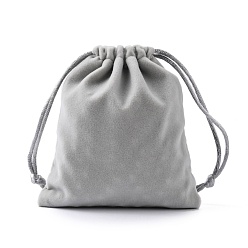 Gray Velvet Jewelry Bags, Gray, 11.8x10cm