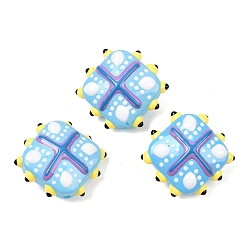 Небесно-голубой Стеклянные бусины из имитации нефрита, бусины ручной работы, ромб, с эмалью, голубой, 19x22~23x10 мм, отверстие : 1.4~1.6 мм