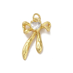 Настоящее золото 18K Стойка металлическая латунная микропрофилированная кубическая циркония подвески, с целью перехода в кольце, долговечный, без свинца и без кадмия, бантом, реальный 18 k позолоченный, 25x14.5x4 мм, отверстие : 3 мм