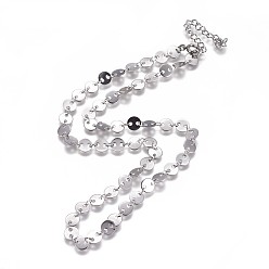 Stainless Steel Color Non-Tarnish 304 Stainless Steel Link Chain Necklaces, with Lobster Claw Clasps, Flat Round, Stainless Steel Color, 15.7 inch(40cm)