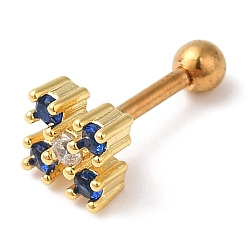 Золотой Латунное квадратное кольцо для губ с фианитами, 316 пирсинг из нержавеющей стали, золотые, 7.5x7.5 мм