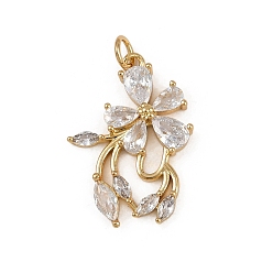 Настоящее золото 18K Латунные микро проложить кубического циркония подвески, , с целью перехода в кольце, долговечный, без кадмия и без свинца, стойки покрытие, реальный 18 k позолоченный, 25x17.5x3.5 мм, отверстие : 3 мм