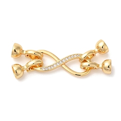 Настоящее золото 18K Латунное микропейв, прозрачный кубический цирконий, складные застежки, без кадмия, без никеля и без свинца, долговечный, реальный 18 k позолоченный, 52 мм, отверстие : 5.5 мм